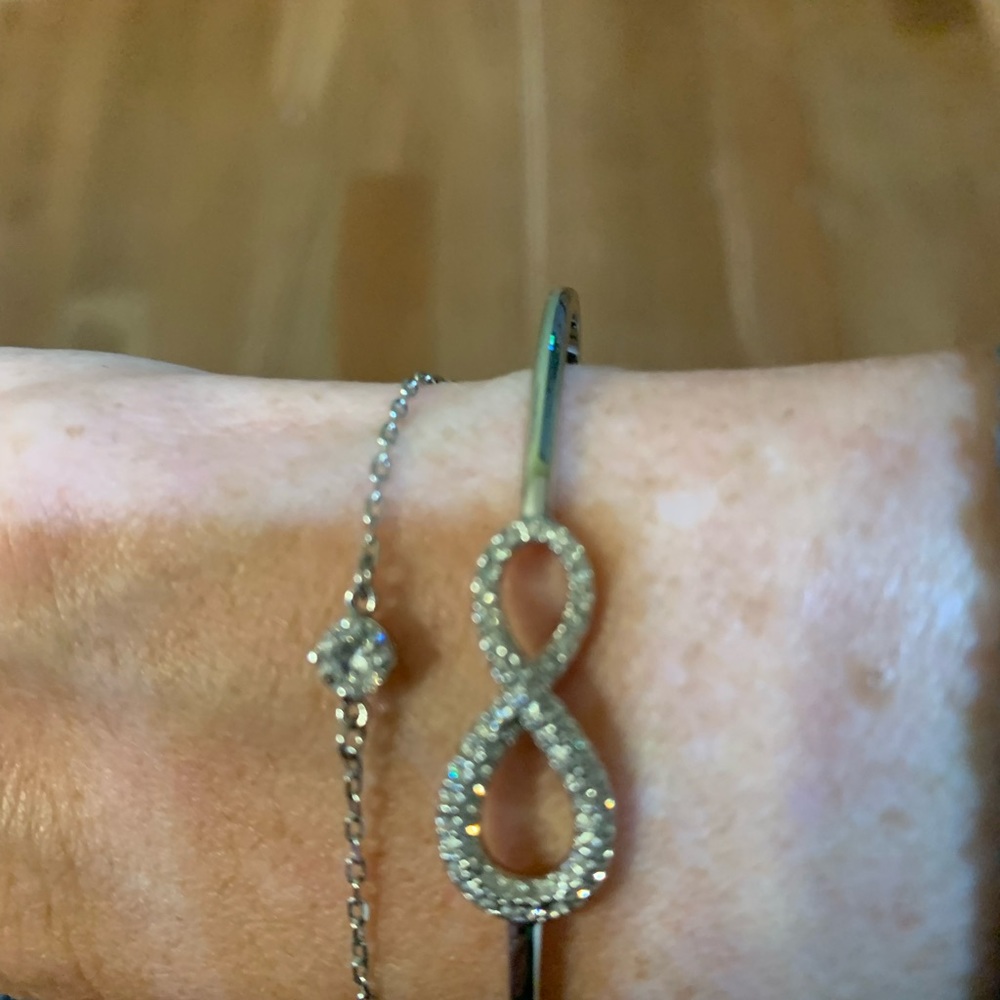 Swarovski Silver Crystal Infinity Bangle Bracelet